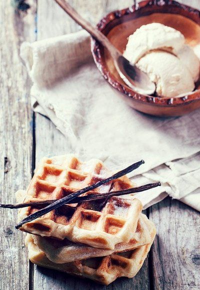 Waffles & Belgian Chocolate-Fudge Sauce